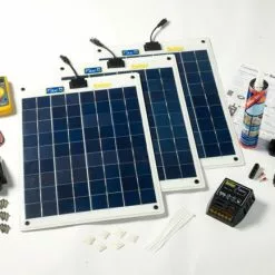 PV Logic Flexi PV 60w Flexible Roof Or Deck Top Solar Panel Complete Kit