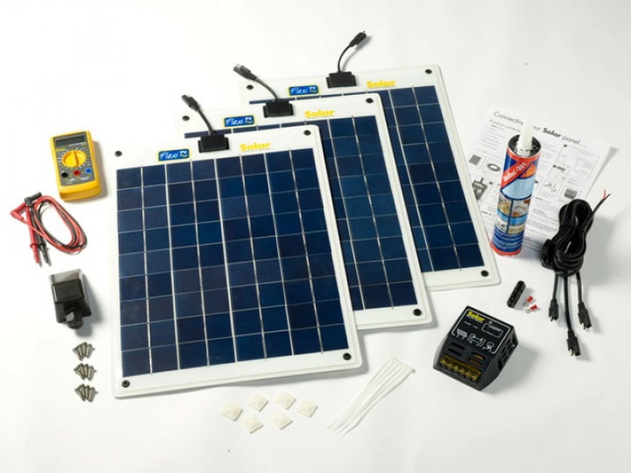 PV Logic Flexi PV 60w Flexible Roof Or Deck Top Solar Panel Complete Kit